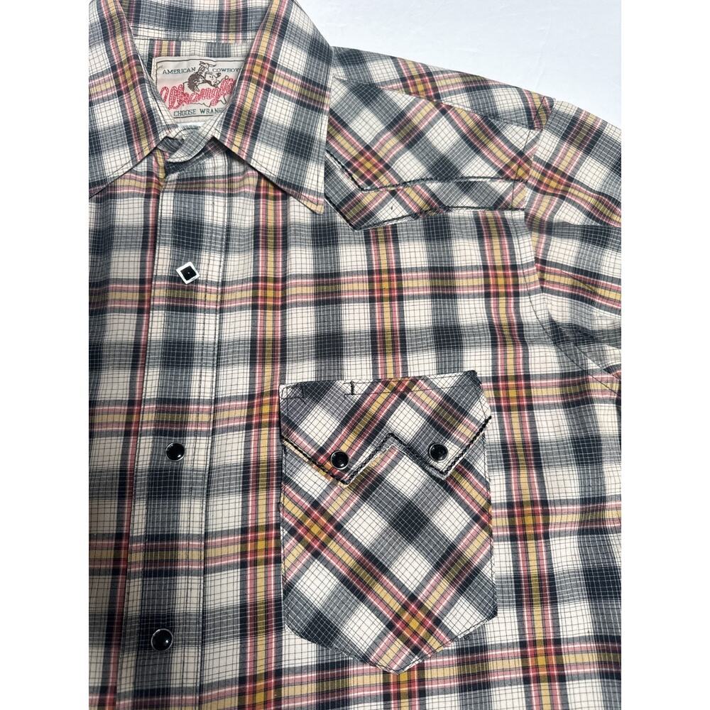 Vintage Wrangler Western Pearl Snap Shirt Plaid Cowboy Mens M - Picture 7 of 16